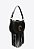Bolsa Feminina Media Couro Tiras Fivela Shoulder Hazel Vicenza Preto - Imagem 4