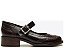 Mocassim Couro Salto Bloco Fivela Cristal Vicenza Coffee - Imagem 1