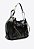 Bolsa Média Hobo Tiras Couro Alça Fivela Ziper Vicenza Preto - Imagem 2