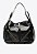 Bolsa Média Hobo Tiras Couro Alça Fivela Ziper Vicenza Preto - Imagem 1