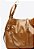 Bolsa Média Hobo Tiras Couro Alça Fivela Ziper Vicenza Camel - Imagem 5