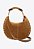 Bolsa Grande Camurça Rebite Tiras Ziper Alça Madeira Vicenza Camel - Imagem 3