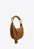 Bolsa Pequena Camurça Rebite Tiras Ziper Alça Madeira Vicenza Camel - Imagem 2