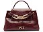 Bolsa Tote Média Couro Tiras Corrente Dourada Logo Vicenza Marsala - Imagem 1