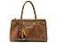 Bolsa Grande Tote Couro Tiras Ziper Logo Mania Vicenza Camel - Imagem 1