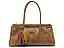Bolsa Media Tote Couro Tiras Ziper Logo Mania Vicenza Camel - Imagem 1
