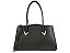 Bolsa Feminina Grande Couro Tote Ziper Enfeite Tiras Schutz Preto - Imagem 1