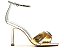 Sandalia Metalcolor Croco Bicolor Salto Alto Fino Tira Vicenza Prata - Imagem 1