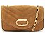 Bolsa Pequena Couro Camurça Corrente Clutch Vicenza Camel - Imagem 1