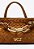 Bolsa Tote Mika Media Camurça Corrente Dourada Vicenza Camel - Imagem 5