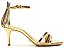 Sandalia Salto Medio Fino Tiras Multicolor Metalcolor Vicenza Dourado - Imagem 1