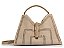 Bolsa Camurça Grande Alça Couro Enfeite Tote Schutz Bege - Imagem 1