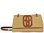 Bolsa Pequena Tiracolo Multimaterial Palha Couro Corrente Logomania Schutz Marrom - Imagem 1