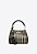 Bolsa Pequena Tote Bella Multicolor Multimaterial Palha Couro Vicenza Preto - Imagem 1