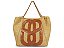 Bolsa Grande Multimaterial Alça Corrente Shopper Palha Logomania Schutz Camel - Imagem 1