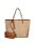 Bolsa Grande Tote Palha Couro Tag Logo Luiza Barcelos Camel - Imagem 4