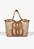 Bolsa Shopper Grande Rafia Tresse Logomania Couro Schutz Camel - Imagem 1