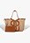 Bolsa Shopper Grande Rafia Tresse Logomania Couro Schutz Camel - Imagem 7