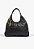 Bolsa Grande Agnes Couro Croco Tag Corrente Hobo Schutz Preto - Imagem 1
