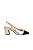 Sapato Slingback Verniz Dourado Bico Preto Salto Médio Bloco Luiza Barcelos - Imagem 2