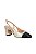 Sapato Slingback Verniz Dourado Bico Preto Salto Médio Bloco Luiza Barcelos - Imagem 1