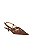 Scarpin Slingback Salto Baixo Em Couro E Tecido Coffe Luiza Barcelos - Imagem 1