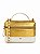 Bolsa Pequena Tiracolo Metalizada Couro Dourado Grease Luiza Barcelos Off White - Imagem 1