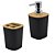 Kit Banheiro Lixeira Luxo 4 Peças Bambu Quadrado - Imagem 3
