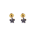 Brinco baby modelo estrela de ouro 18k e zircônia azul 3mm - Imagem 4