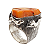 Anel em prata 925 oxidada com coral bruto laranja - Imagem 1