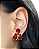 Brinco de Prata com Trio de Gotas de Coral Vermelho - Imagem 3