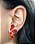 Brinco de Prata com Gotas de Coral Vermelho - Imagem 3