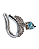 Piercing de Gancho com Formato de Cobra em Prata com Zircônia Azul em Gota - Imagem 1