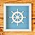 Quadro Náutico Fundo Azul com Timão Branco - Imagem 1