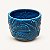 Cachepô Decorativo com Folhagens em Relevo Azul - Imagem 2