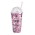 Copo Com Canudo E Tampa Diamante Rosa Be Happy 500ml (48100) - Imagem 1