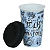 Copo De Cerâmica Azul Be Happy Com Tampa De Silicone Preta 300ml - Imagem 1