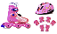 Patins Micro Future Infantil Ajustável Kit Combo / LED - Rosa Plum / 21 ao 32 - Imagem 4