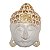 Máscara Cabeça de Buda Madeira Balsa Branca com Dourado 15cm - Imagem 1