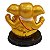 Escultura de Ganesha de Resina Dourado Base Redonda Marrom 8cm - Imagem 2