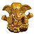 Escultura de Ganesha de Resina Dourado Base Redonda Marrom 8cm - Imagem 1