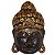 Máscara Buda Madeira Balsa Marrom e Dourado 25cm - Imagem 1