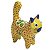 Gato Porta Anel Dots Madeira Balsa amarelo com flor 12cm - Imagem 1