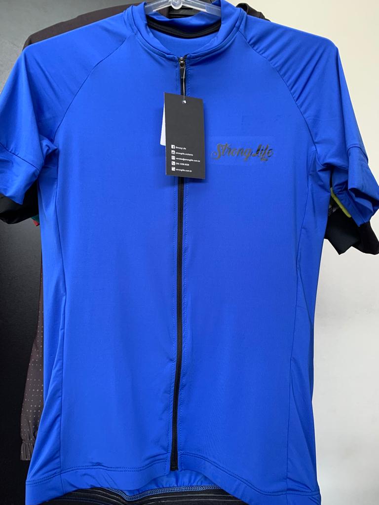 Camisa de Ciclismo Masculina Manga Curta em Poliamida Lisa UV50+, Strong Life - Imagem 3