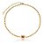 Colar choker corrente cristal rosa zircônia ouro semijoia - Imagem 1
