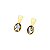 Brinco oval pedra natural abalone ouro semijoia - Imagem 1