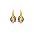 Brinco oval pedra natural abalone ouro semijoia - Imagem 1