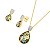 Colar e brinco gota pedra natural abalone zircônia ouro semijoia - Imagem 1