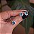 Colar e brinco oval cristal azul ródio semijoia - Imagem 1
