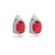 Brinco pressão oval cristal vermelho ródio semijoia - Imagem 1